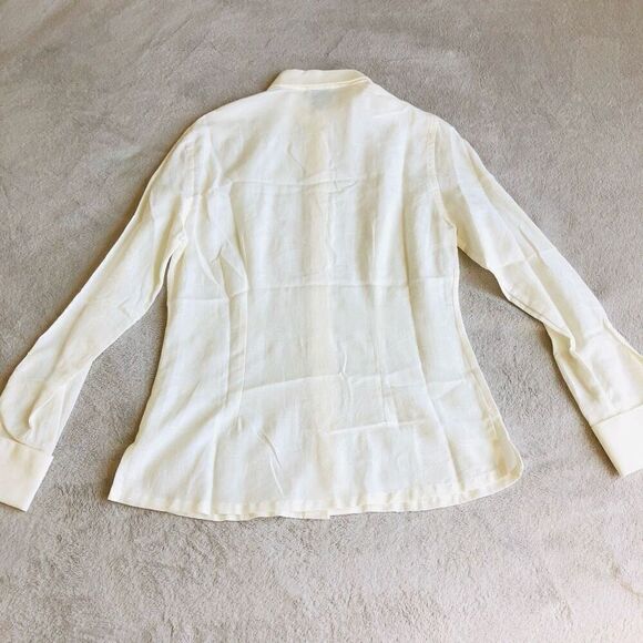 NWOT Como Sport Women’s Floral pattern Solid Cream Collared Long Sleeve Button D - Picture 13 of 16